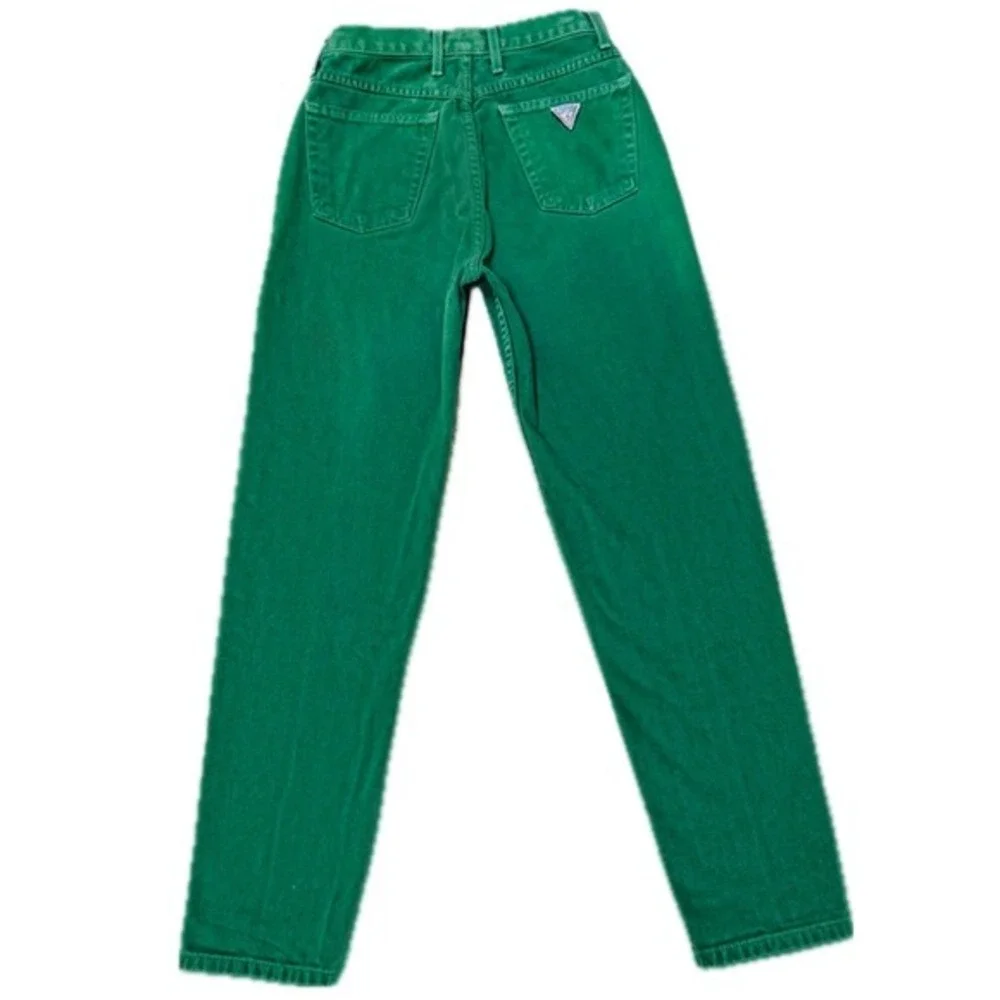 👖🛼‎ GEORGES MARCIANO for GUESS Green Denim Jeans | Vintage 80s USA Sz 28